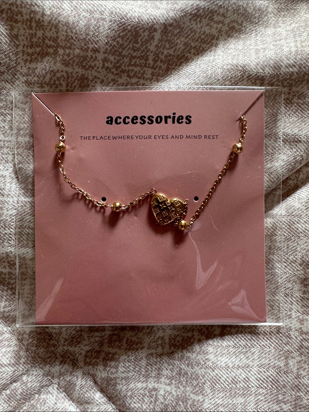 Accessorize Gold Heart Pendant Necklace with Bead Accents